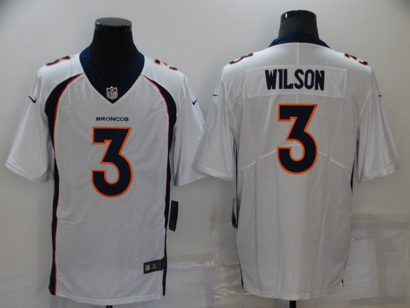 Men's Denver Broncos Russell Wilson #3 White Jersey